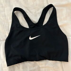 Nike Women's Black Sports Bra with White Logo